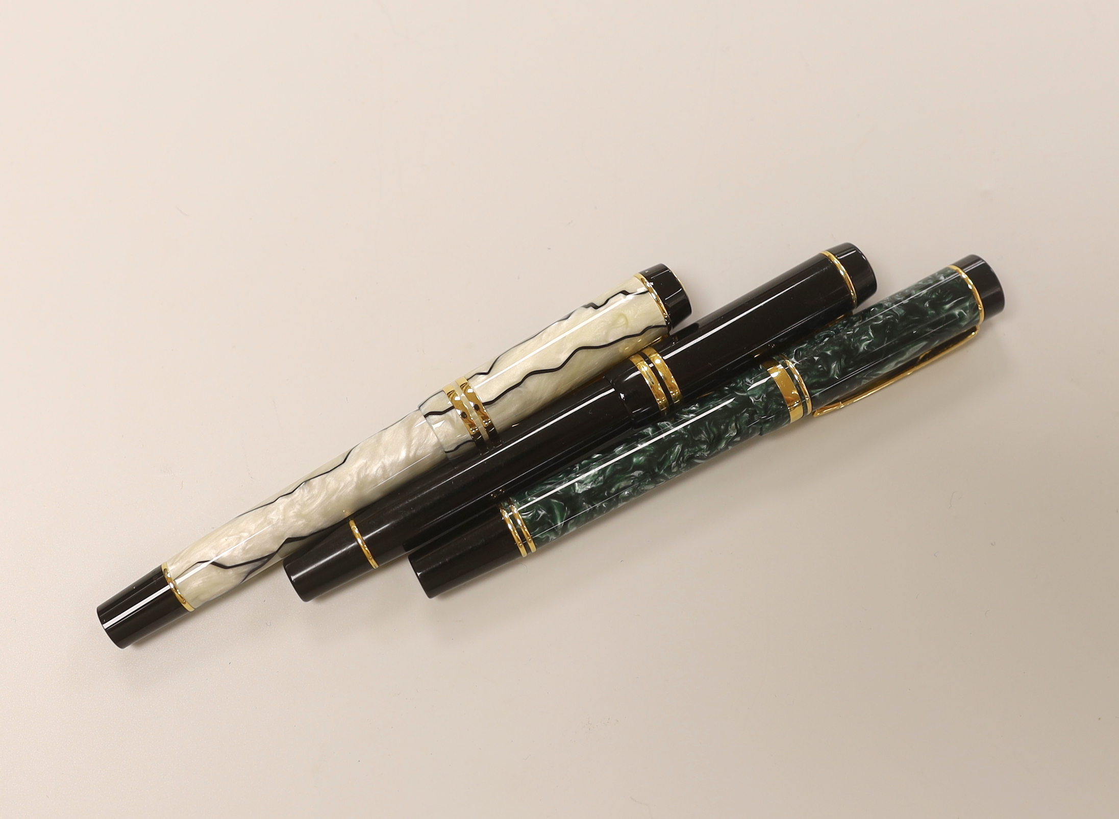 Three Parker Duofold fountain pens